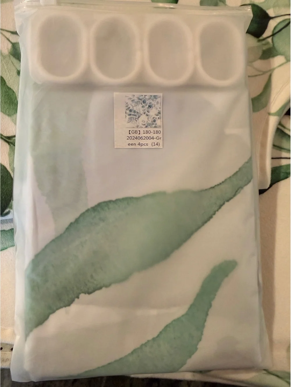Green Plant Shower Curtain Set with Non-Slip Rugs, seat cover and floor cover